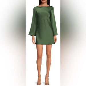 Gianni Bini Dionne Satin Long Sleeve Open Back Mini Dress